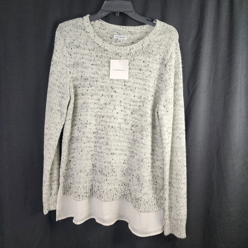 Croft & Barrow Womens Sweater Knit Top with Sheer Hem Size Large layered look